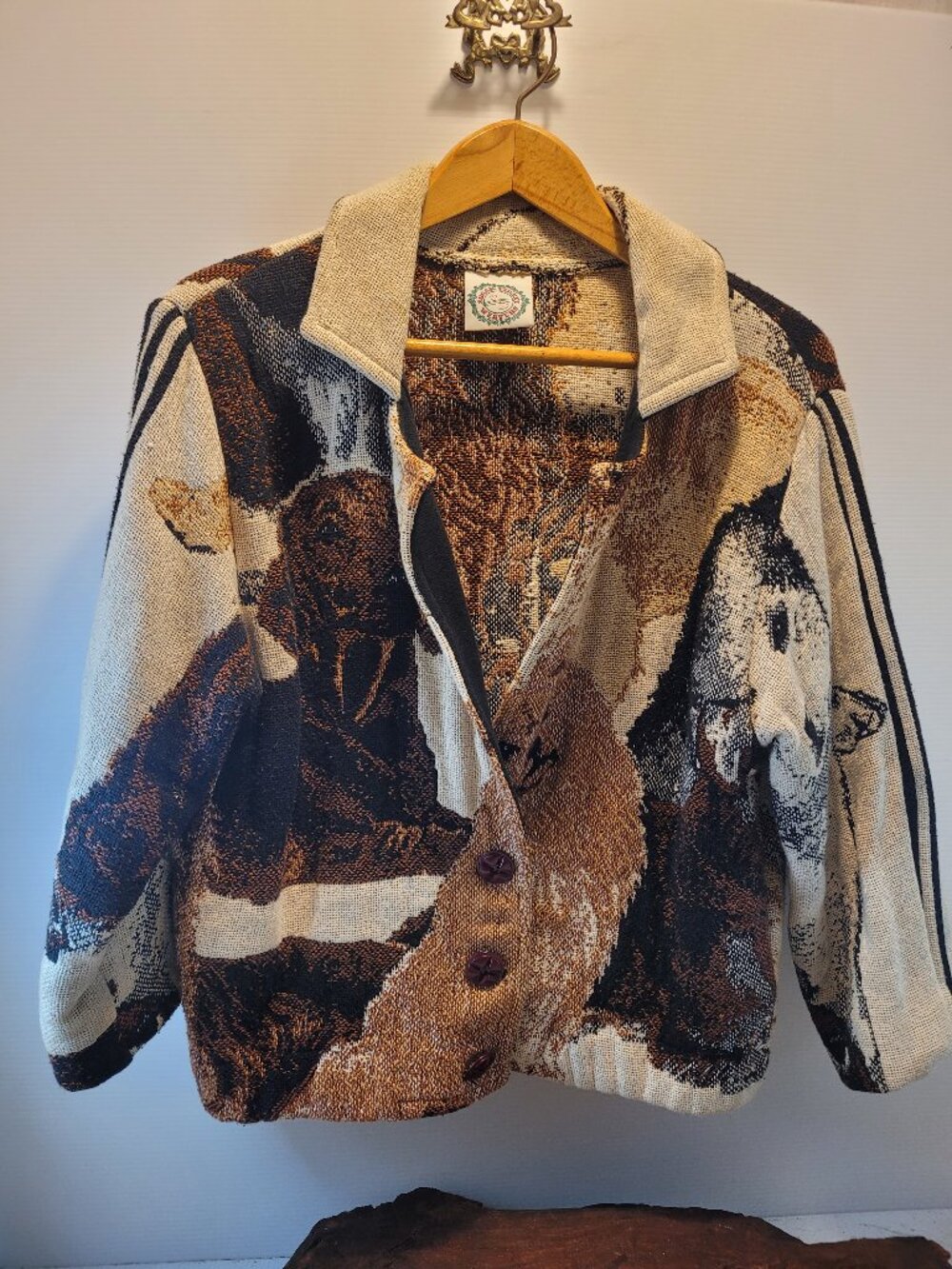 Vintage Tapestry Jacket Dog Theme Sugar Street Weavers One Size